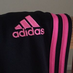 ADIDAS trio 15 pants with hot pink stripe